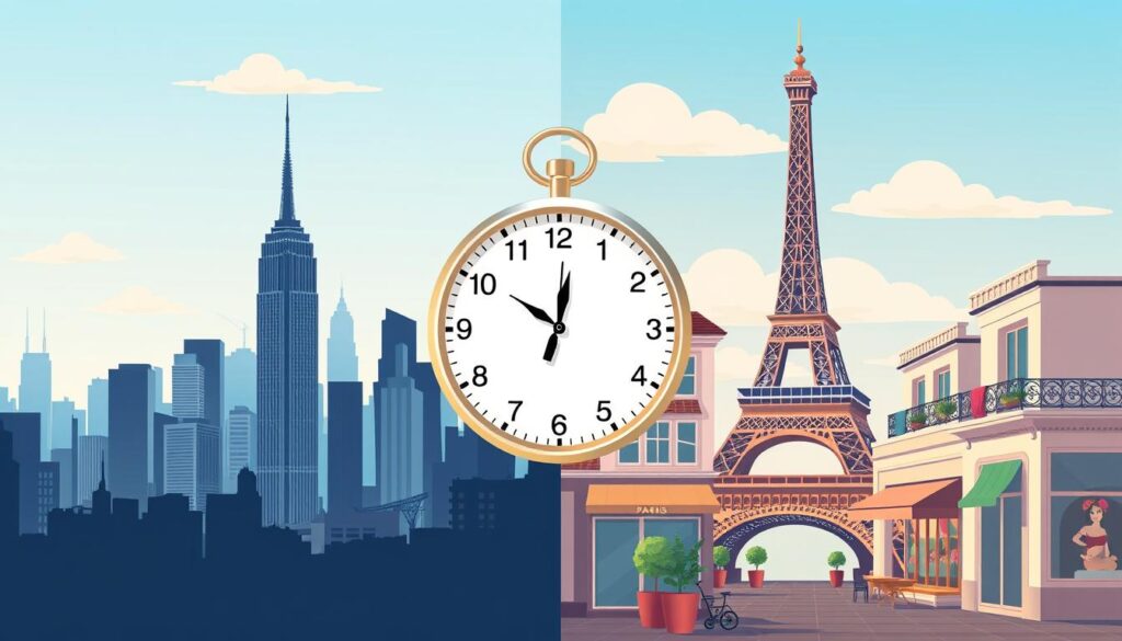 New York to Paris Time Zone Comparison